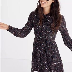 Madewell Balsam Fit and Flare tie-neck dress